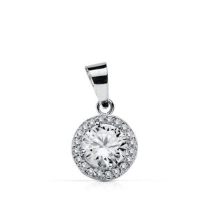 18K COLGANTE ORO BLANCO REDONDO CIRCONITA 9 MM