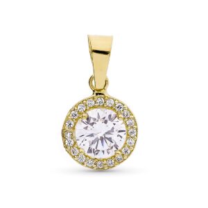 18K COLGANTE ORO AMARILLO REDONDO CON CIRCONITA 7 MM