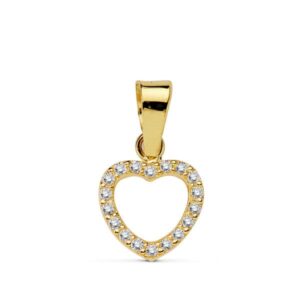 18K COLGANTE ORO AMARILLO CORAZON CIRCONITA 8 CM