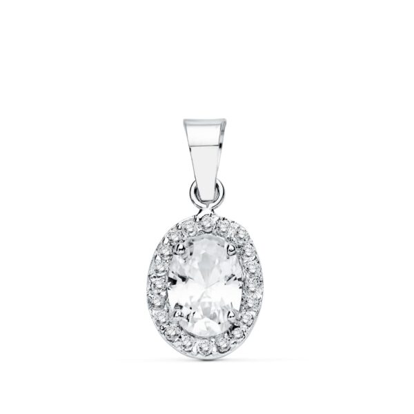 18K COLGANTE ORO BLANCO OVAL CIRCONITA 10X8 MM