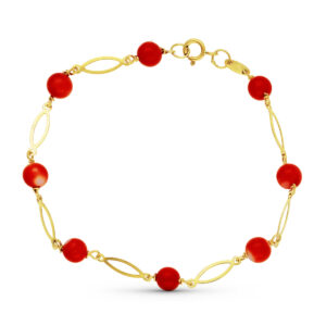 18K PULSERA ORO AMARILLO CORAL FINO JAPONES 5 MM