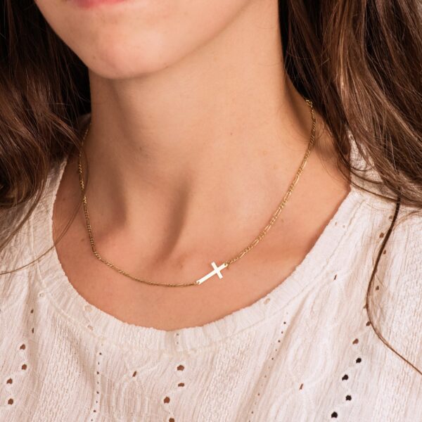 18K GARGANTILLA ORO AMARILLO CON CRUZ Y CADENA CARTIER LARGO: 42CM - Imagen 3