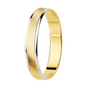 18K ALIANZA ORO BICOLOR ESTRIAS Y BORDES EN BRILLO ANCHO: 3,5 MM.
