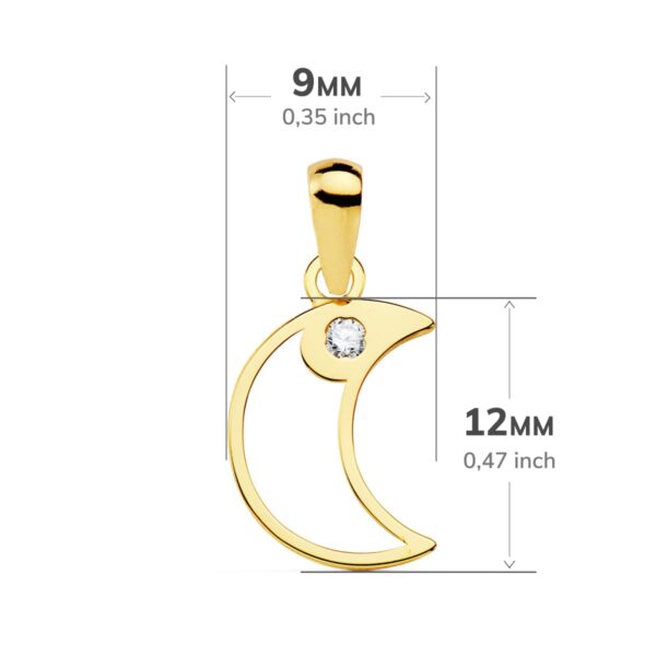 18K COLGANTE ORO AMARILLO LUNA CIRCONITA 12X9 MM - Imagen 2