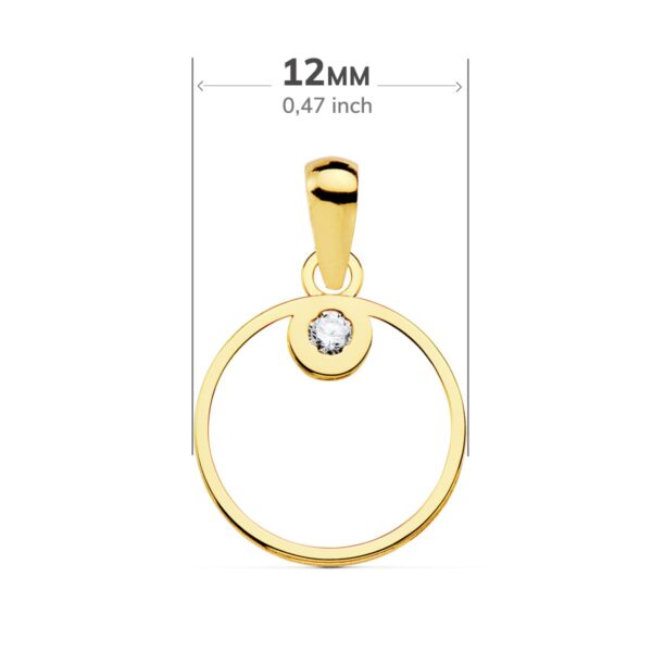 18K COLGANTE ORO AMARILLO CIRCULO CIRCONITA 12 MM - Imagen 2