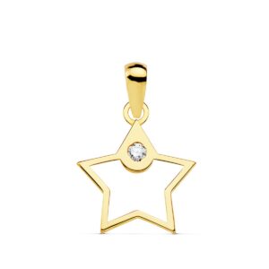 18K COLGANTE ORO AMARILLO ESTRELLA CIRCONITA 12X12 MM