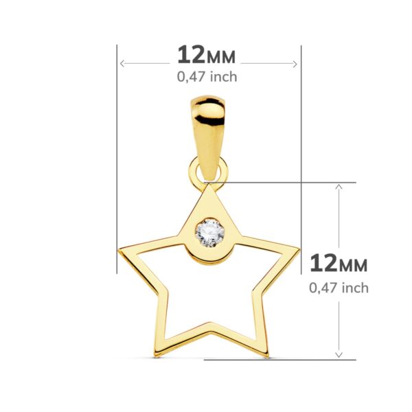 18K COLGANTE ORO AMARILLO ESTRELLA CIRCONITA 12X12 MM - Imagen 2