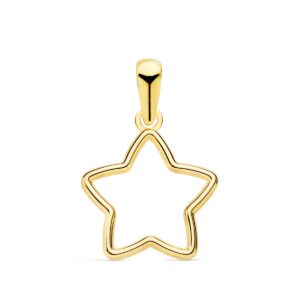 18K COLGANTE ORO AMARILLO ESTRELLA CERCO LISO 12.5X12.5 MM