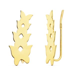 18K PENDIENTES ORO AMARILLO TREPADORES 20X9 MM MARIPOSAS