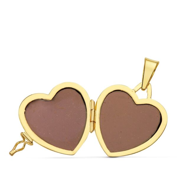 18K GUARDAPELO DIJE PORTAFOTOS ORO AMARILLO CORAZON BRILLO 20X20 MM - Imagen 2