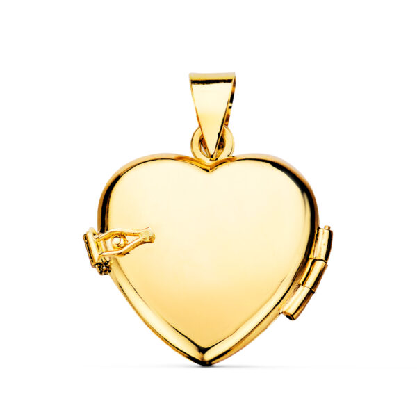 18K GUARDAPELO DIJE PORTAFOTOS ORO AMARILLO CORAZON BRILLO 20X20 MM - Imagen 3