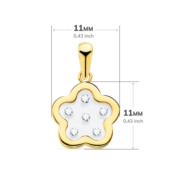 18K COLGANTE ORO AMARILLO FLOR AIRSHINE TRANSPARENTE CON CIRCONITA 11X11 MM - Imagen 2