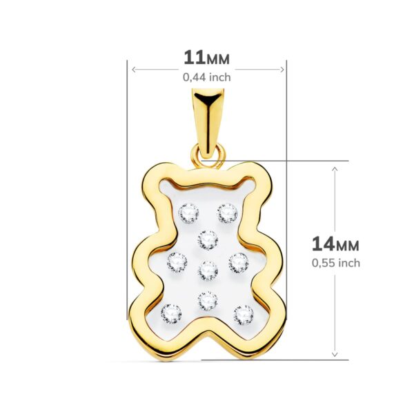 18K COLGANTE ORO AMARILLO OSO AIRSHINE TRANSPARENTE CON CIRCONITA 14X11 MM - Imagen 2