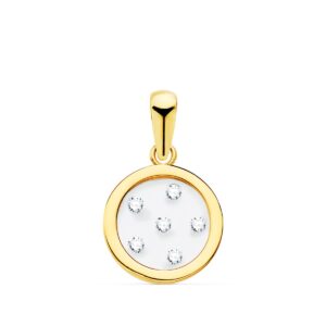 18K COLGANTE ORO AMARILLO REDONDO AIRSHINE TRANSPARENTE CON CIRCONITA 11 MM