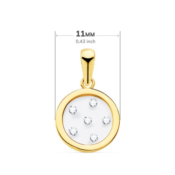18K COLGANTE ORO AMARILLO REDONDO AIRSHINE TRANSPARENTE CON CIRCONITA 11 MM - Imagen 2