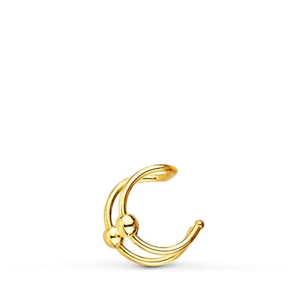 18K PENDIENTES EAR CUFF CARTILAGO OREJA ORO AMARILLO BOLITAS. 8 MM - Imagen 2
