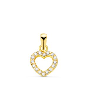 18K COLGANTE ORO AMARILLO CORAZON MINI CON CIRCONITA 7.5X7 MM