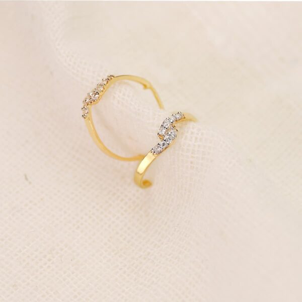 18K PENDIENTES ORO BICOLOR MEDIA ARO CUADRADO CON CIRCONITA 15X3 MM PRESION - Imagen 2