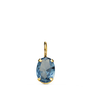 18K COLGANTE ORO AMARILLO OVAL PIEDRA COLOR AGUAMARINA 7 X 5 MM.