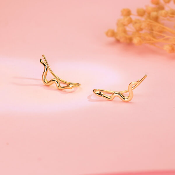 18K PENDIENTES ORO AMARILLO TREPADORES DE SERPIENTES. 15 X 2,5 MM - Imagen 2