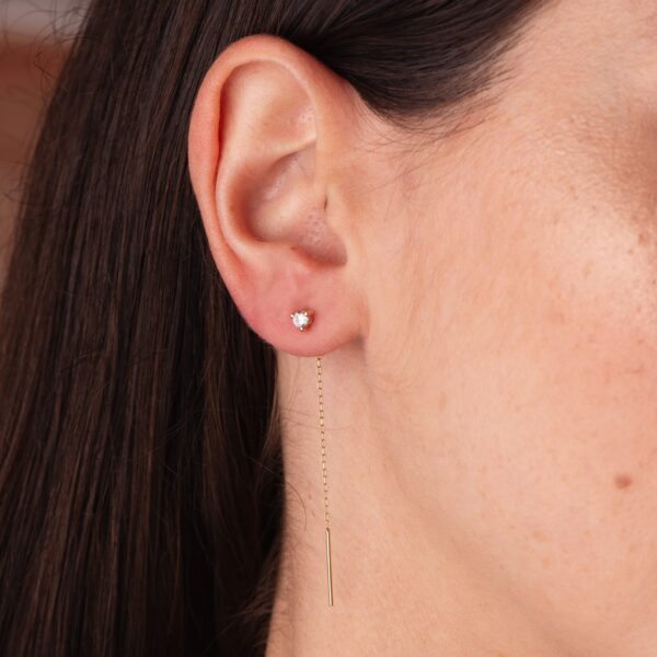 18K PENDIENTES ORO AMARILLO CON CIRCONITA GARRAS 4MM Y CADENA. LARGO: 56MM CIERRE PRESION - Imagen 2