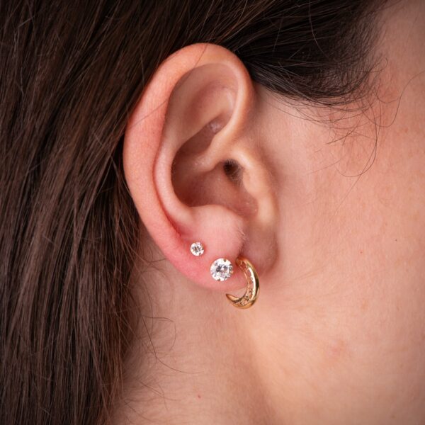 18K PENDIENTES ORO AMARILLO AROS HUECOSESTRELLAS CALADAS. MEDIDA: 12 X 3 MM. CIERRE PRESION - Imagen 2