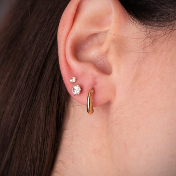 18K PENDIENTES ORO AMARILLO AROS HUECOSESTRELLAS CALADAS. MEDIDA: 12 X 3 MM. CIERRE PRESION - Imagen 3