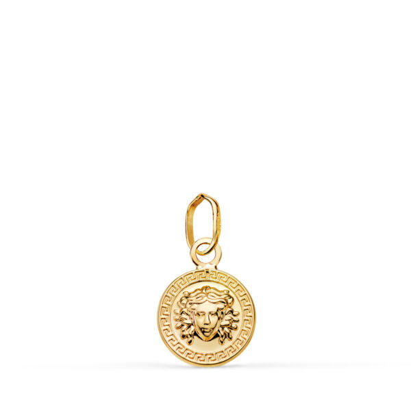 18K MEDALLA ORO AMARILLO MEDUSA GRECA EN BRILLO. MEDIDA: 10 MM