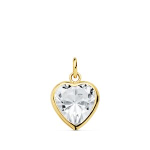 18K COLGANTE ORO AMARILLO CORAZON CIRCONITA 10X10 MM