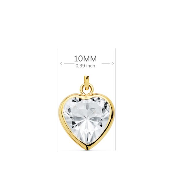 18K COLGANTE ORO AMARILLO CORAZON CIRCONITA 10X10 MM - Imagen 2