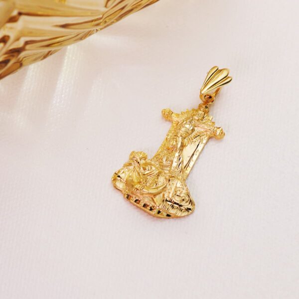18K MEDALLA ORO AMARILLO VIRGEN DE ANGUSTIAS SILUETA TALLADA 34X22 MM - Imagen 2