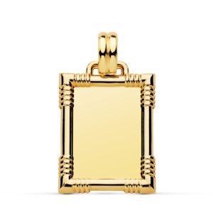 9K PLACA CHAPA ORO AMARILLO BRILLO CON BORDE 25X20 MM