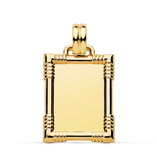 9K PLACA CHAPA ORO AMARILLO BRILLO CON BORDE 25X20 MM