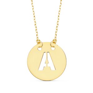 18K COLGANTE ORO AMARILLO LETRA " A " 15 MM CADENA FORZADA 42CM