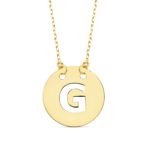 18K COLGANTE ORO AMARILLO LETRA " G " 15 MM CADENA FORZADA 42CM