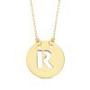 18K COLGANTE ORO AMARILLO LETRA " R " 15 MM CADENA FORZADA 42CM