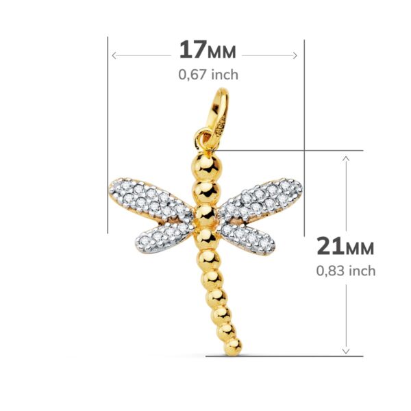 18K COLGANTE BICOLOR LIBELULA 21X17 MM - Imagen 2