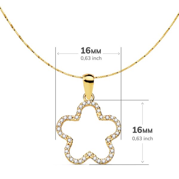 18K COLGANTE ORO AMARILLO ESTRELLA CIRCONITA 16X16 MM CADENA VENECIANA 42 3 CM - Imagen 3
