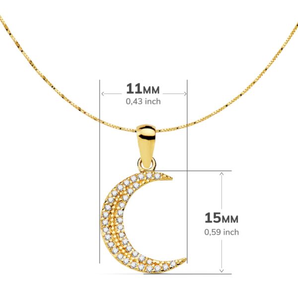 18K COLGANTE ORO AMARILLO LUNA CIRCONITA 15X11 MM CADENA VENECIANA 42 3 CM - Imagen 3