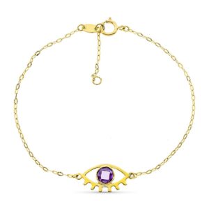 18K PULSERA ORO AMARILLO OJO 15X9 MM PIEDRA BRIOLET 5 MM 19CM