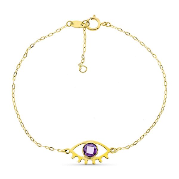 18K PULSERA ORO AMARILLO OJO 15X9 MM PIEDRA BRIOLET 5 MM 19CM