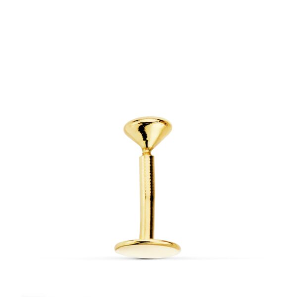 18K PIERCING LABIO ORO AMARILLO CIRCONITA BOCEL 3 MM GRUESO BARRA 1.20 MM LONGITUD 7 MM TOTAL PIERCING 9 MM CIERRE TUERCA - Imagen 3