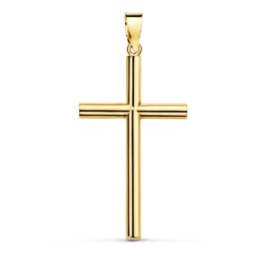 18K CRUZ ORO AMARILLO PALO LISO HUECO 29X17X2.2 MM