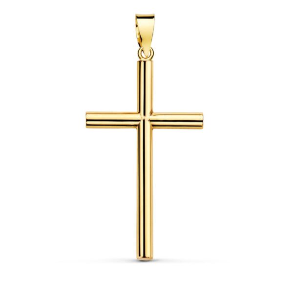 18K CRUZ ORO AMARILLO PALO LISO HUECO 29X17X2.2 MM