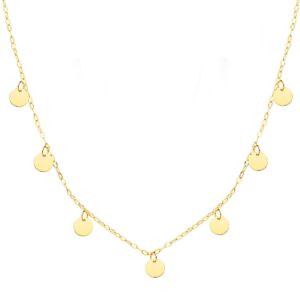 18K GARGANTILLA ORO AMARILLO PLACA CHAPAS REDONDAS 5 MM CADENA FORZADA 45CM