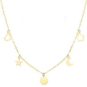 18K GARGANTILLA ORO AMARILLO PLACA CHAPAS MOTIVOS 6 MM CADENA FORZADA 45CM