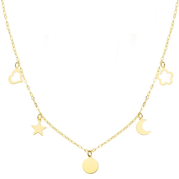 18K GARGANTILLA ORO AMARILLO PLACA CHAPAS MOTIVOS 6 MM CADENA FORZADA 45CM