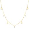 18K GARGANTILLA ORO AMARILLO ESTRELLAS LISAS Y NACAR 5.5 MM CADENA FORZADA 45CM
