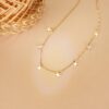 18K GARGANTILLA ORO AMARILLO ESTRELLAS LISAS Y NACAR 5.5 MM CADENA FORZADA 45CM - Imagen 2