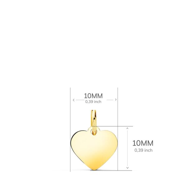 18K COLGANTE PLACA CHAPA ORO AMARILLO CORAZON LISO EN BRILLO 10X10 MM - Imagen 2